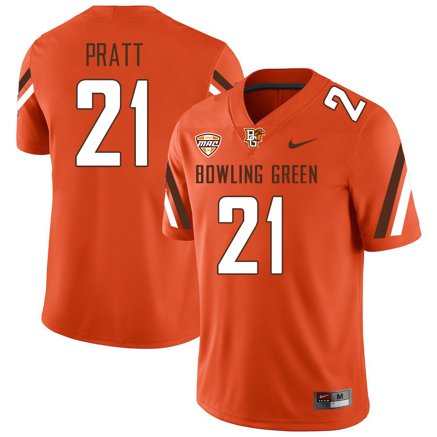 Men #21 Xander Pratt Bowling Green Falcons College Football Jerseys Stitched-Orange